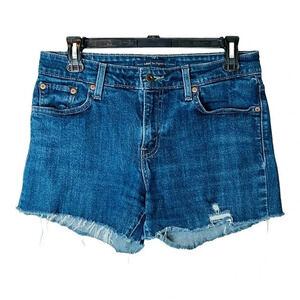 Levi Mid Rise‎ Skinny Cutoff Jean Shorts Denim Distressed Women Size 8